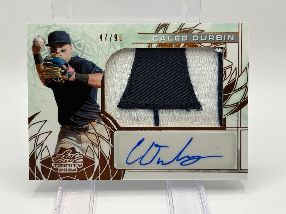 2024 Leaf Trinity Caleb Durbin Jersey Patch Auto 47/99 SP Yankees Brewers